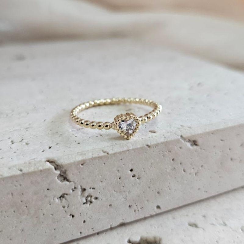 Anel Coração Aro Bolinhas