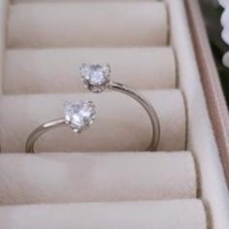 Anel Coração Duplo Zirconia Regulável R