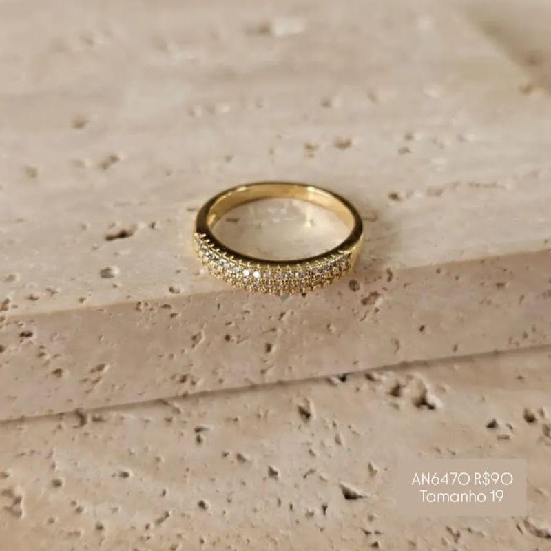 Anel Cravejado Zirconia 4 Fileiras