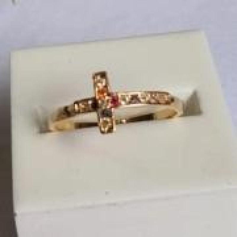 Anel Cruz Cravejada Colorida