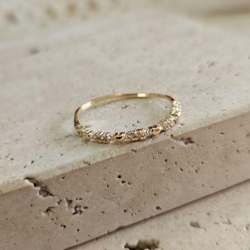 Anel Fininho Coração e Zirconias