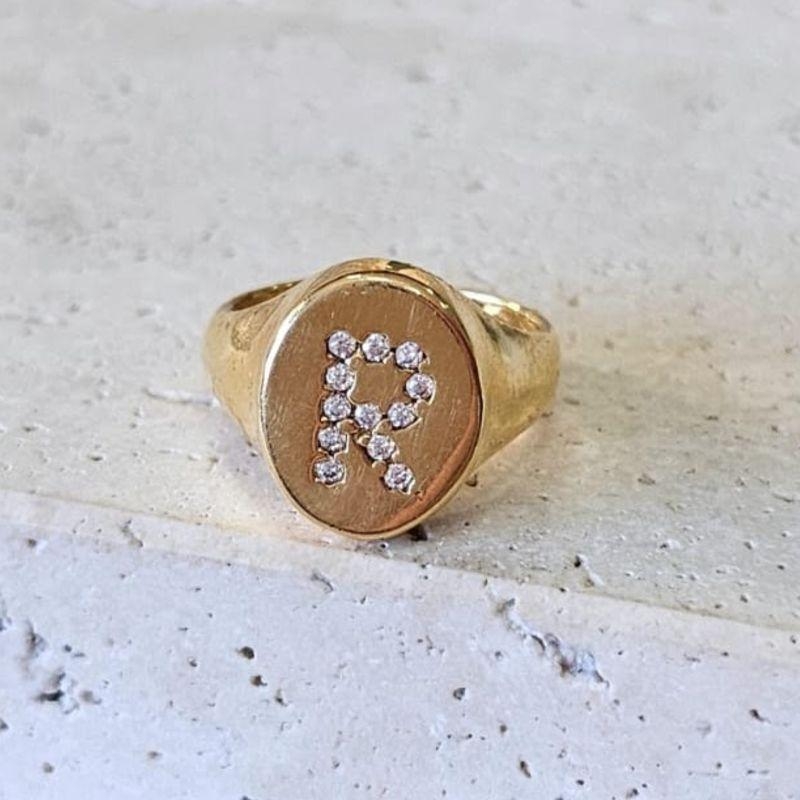 Anel Inicial Ajustável Dedinho Letra R