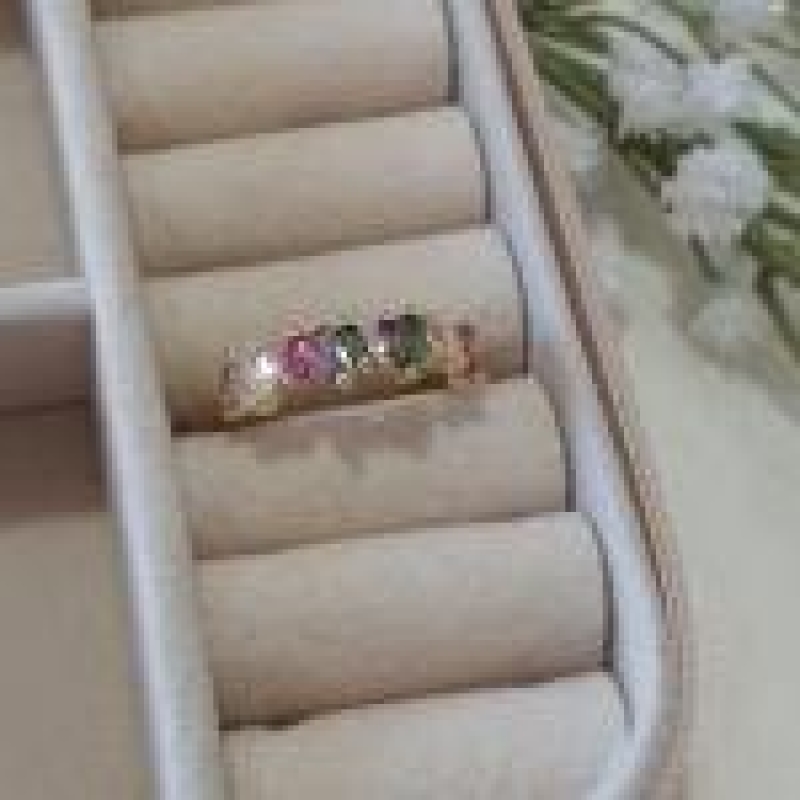 Anel Meia Aliança Baguete Colorida