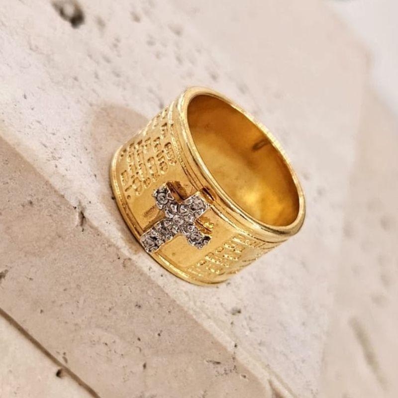 Anel Pai Nosso Grosso com Crucifixo