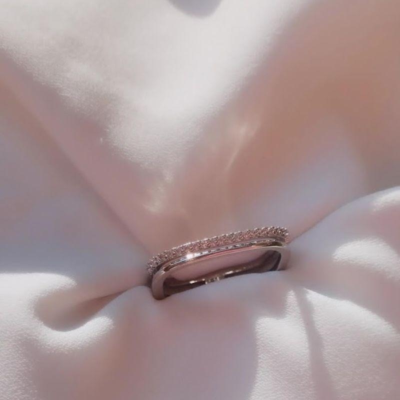 Anel Quadrado Duplo Liso e Cravejado