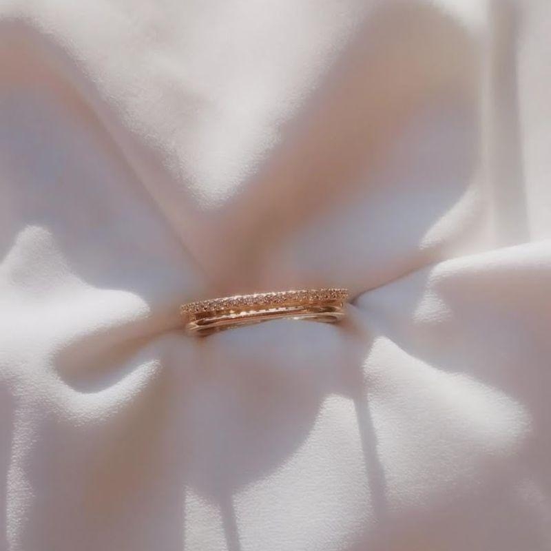 Anel Quadrado Duplo Liso e Cravejado