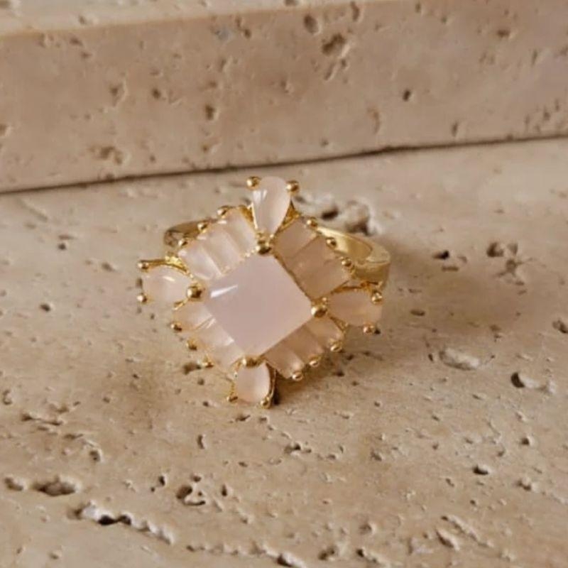 Anel Quadrado Navete Rosê