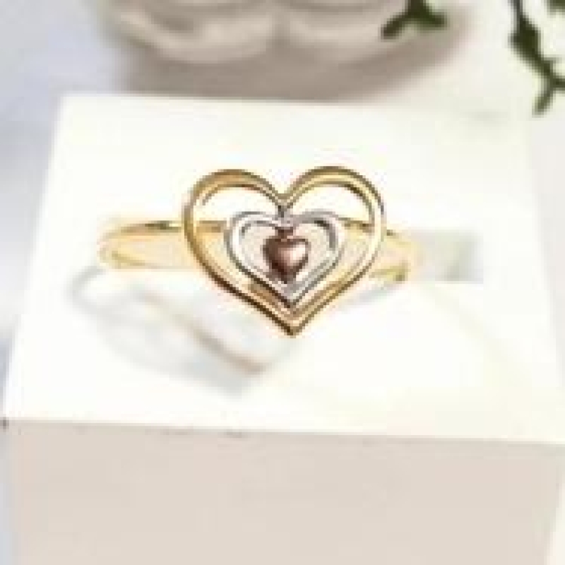 Anel Tres Corações com Aplique 