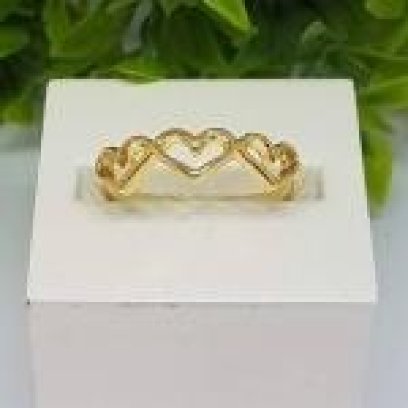 Anel Tres Corações Vazados