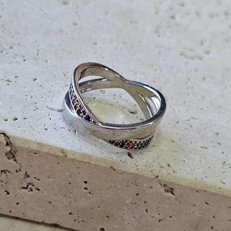 Anel X Grosso Zirconias Coloridas