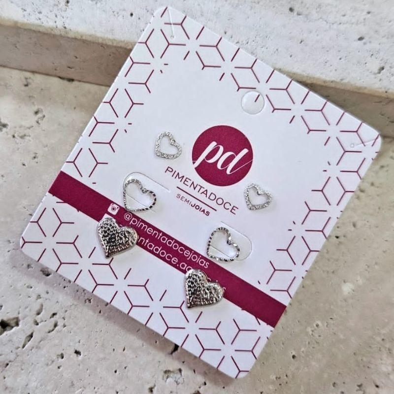 Brinco Trio Corações Diferentes R