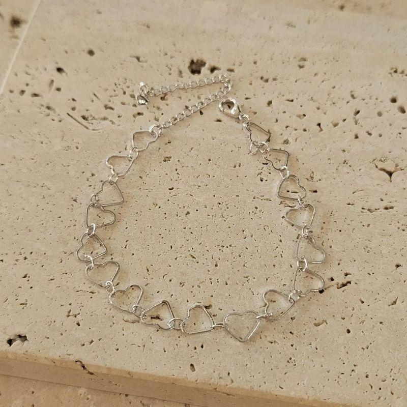 Pulseira Corações Vazados 16cm