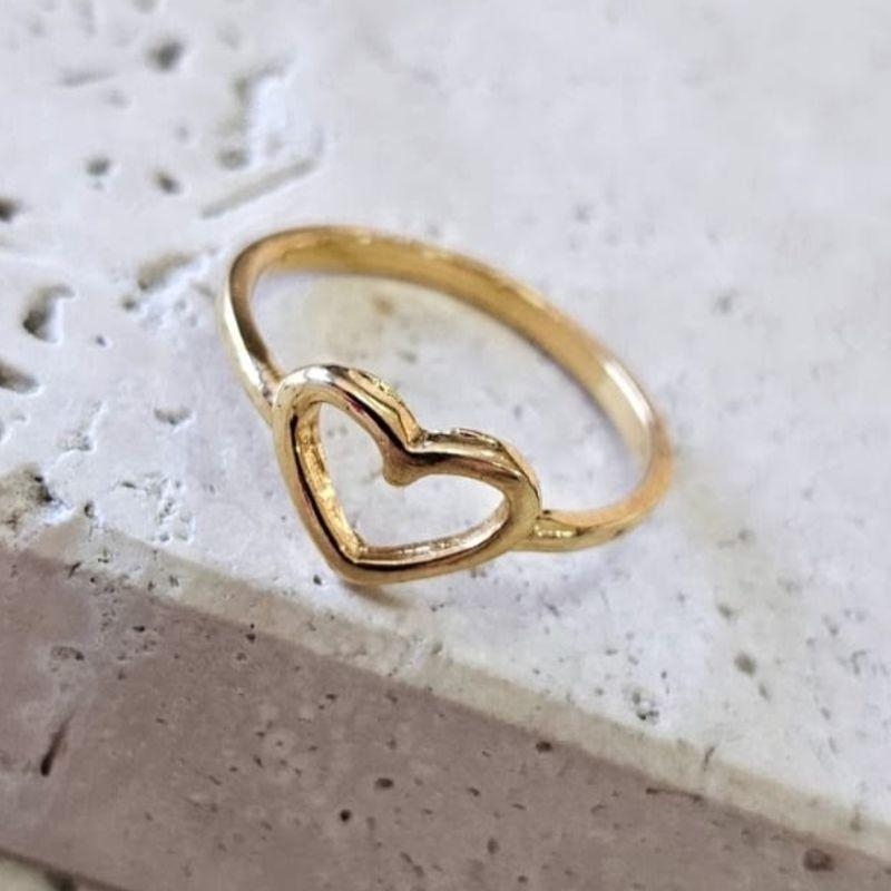 Anel Coração Solitario Medio