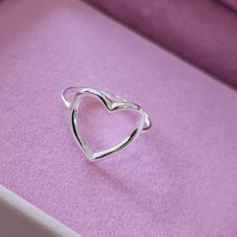 Anel Coração Vazado Prata