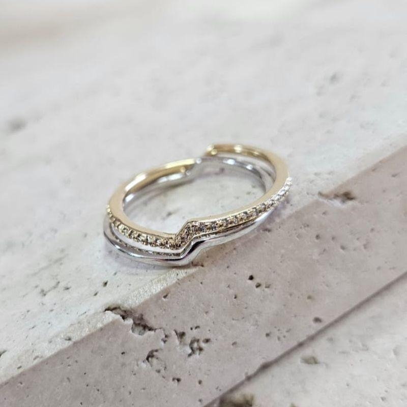 Anel Dupla Liso e Cravejado