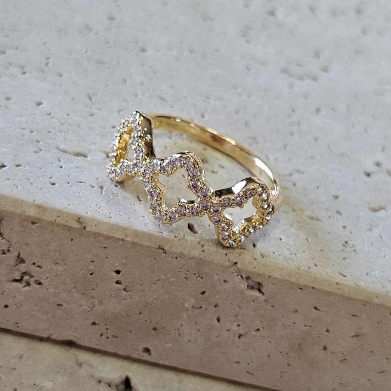 Anel Inspiração Van Cleef Cravejado