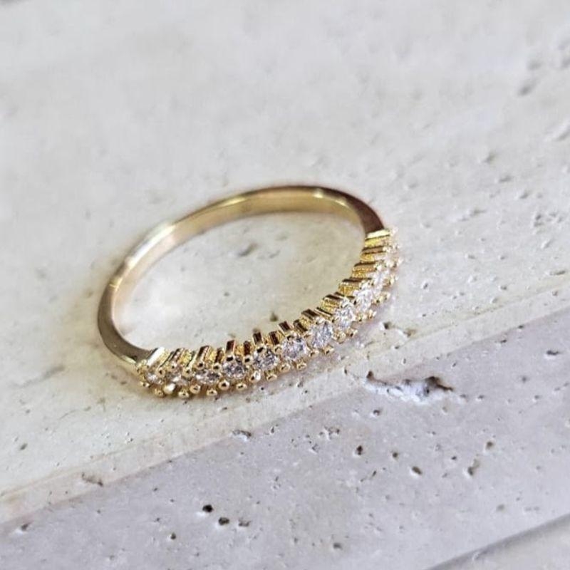 Anel Meia Aliança 12 Zirconias