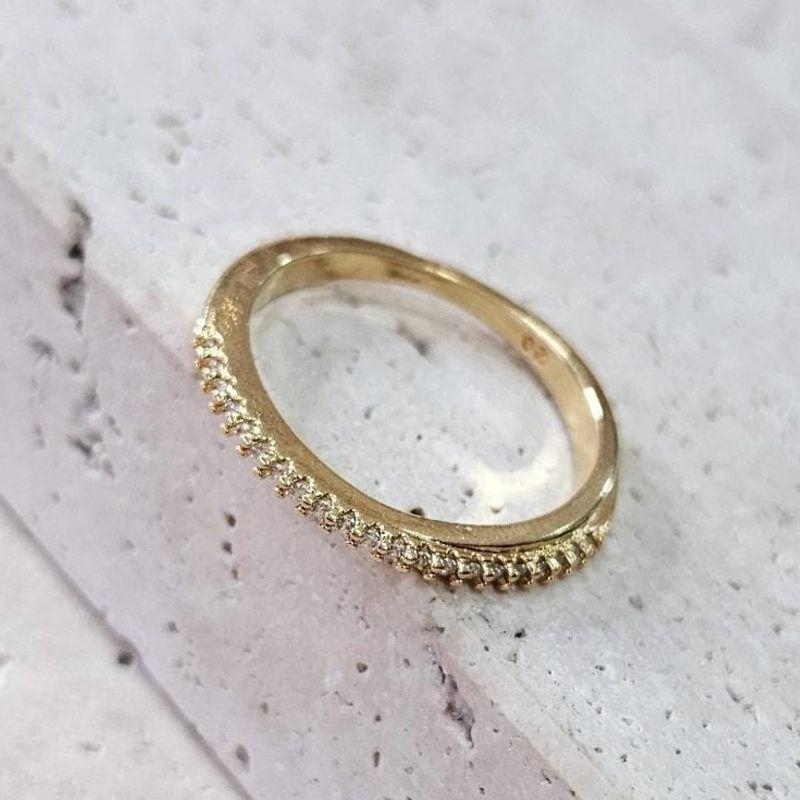 Anel Meia Aliança Zirconia Cristal