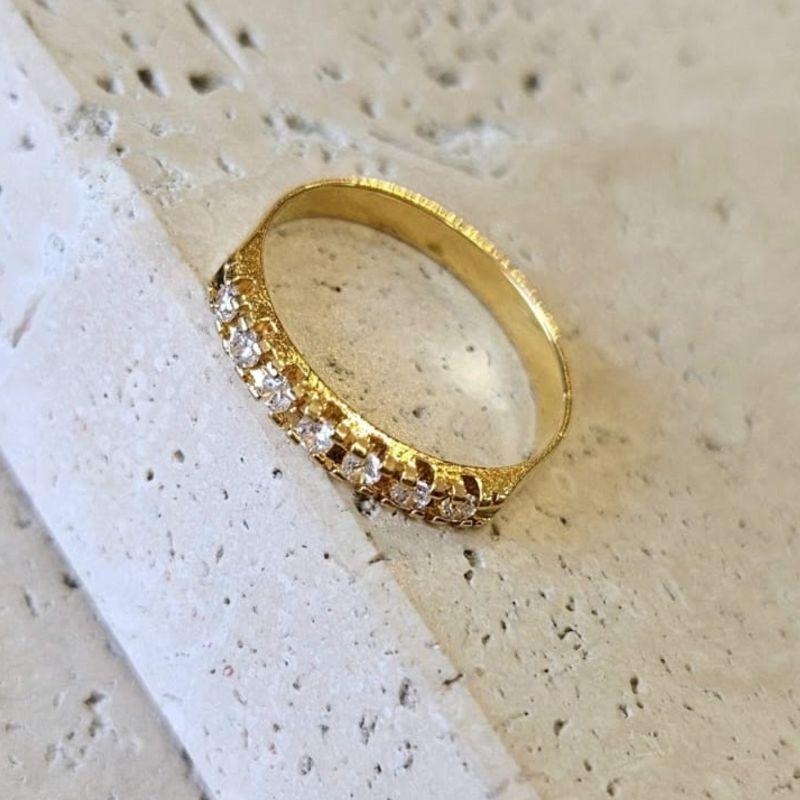 Anel Meia Aliança Zirconia Cristal