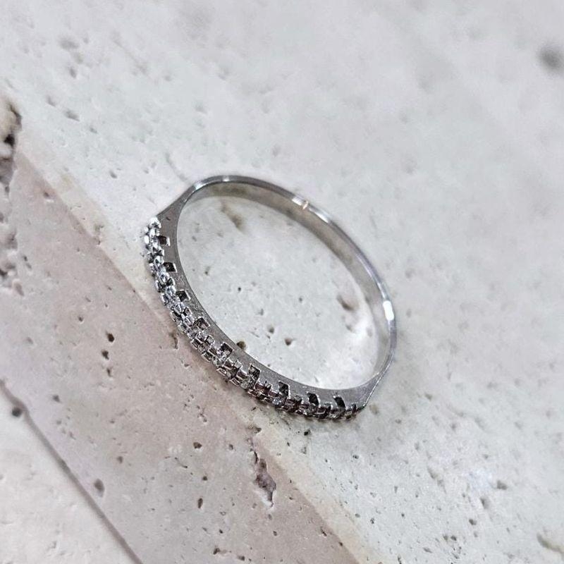 Anel Meia Aliança Zirconia Cristal Fina R