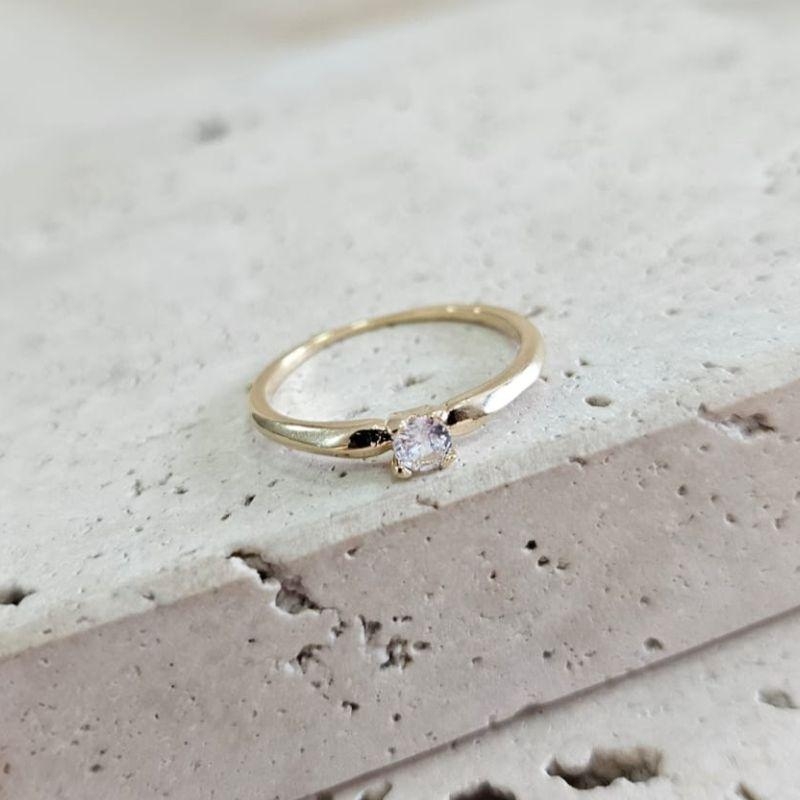 Anel Solitario Cristal Pedra Baixa