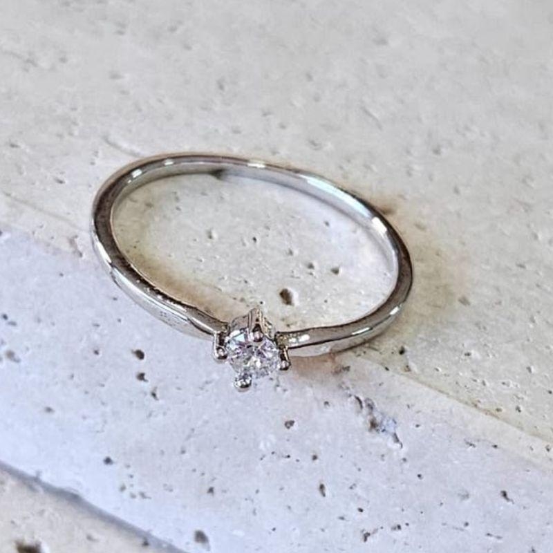 Anel Solitario Zirconia Baixa R