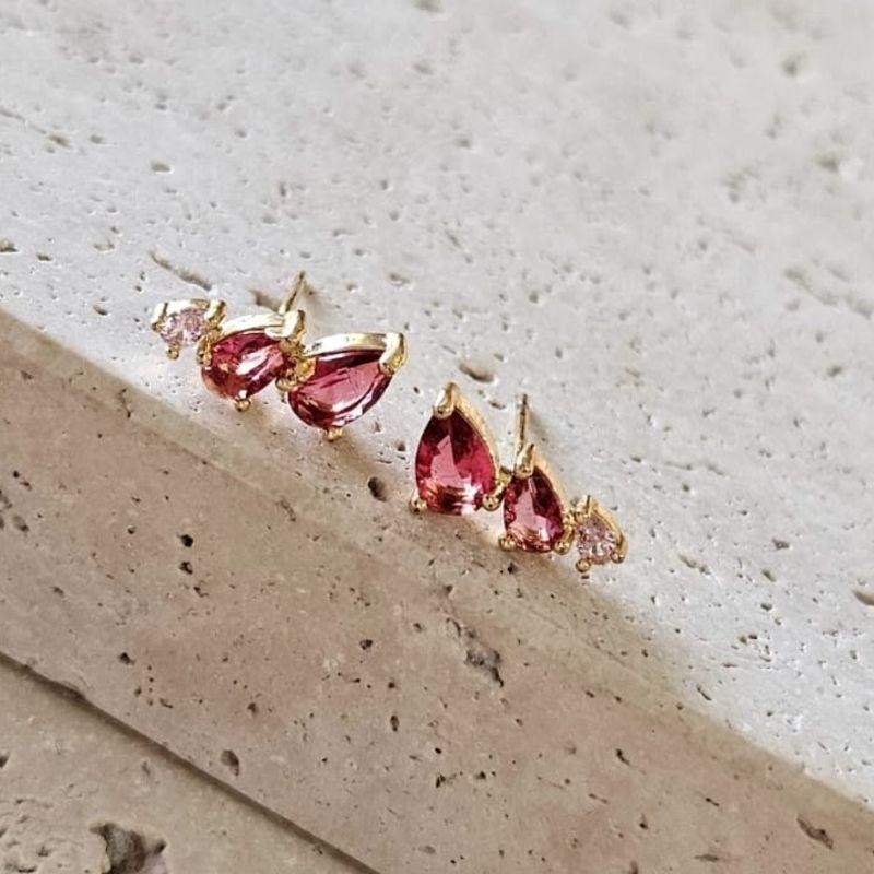 Brinco 3 Gotas Rubi