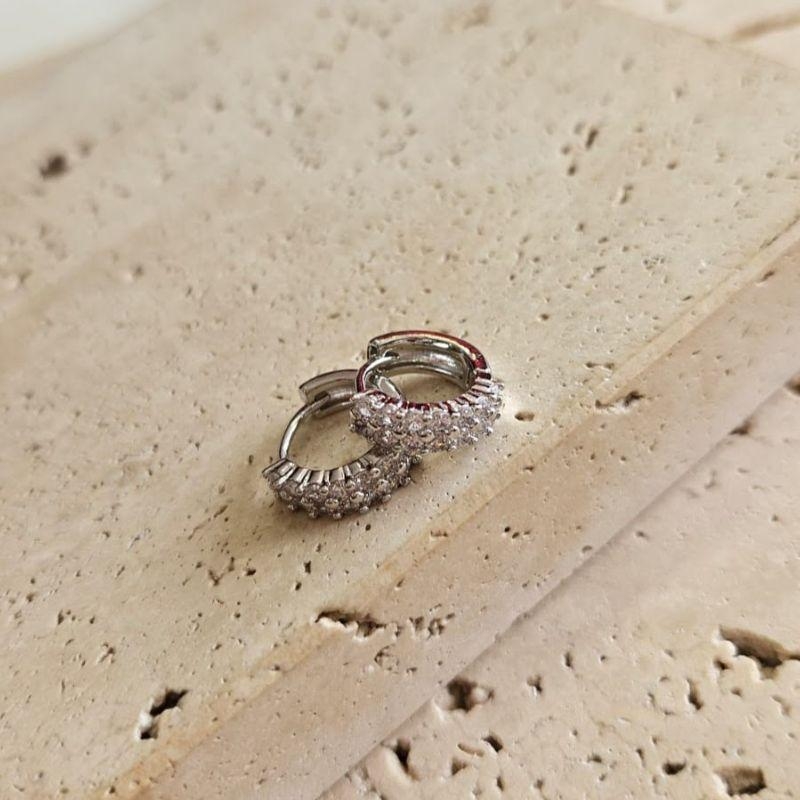 Brinco Argola 2 Fileiras Zirconia Media