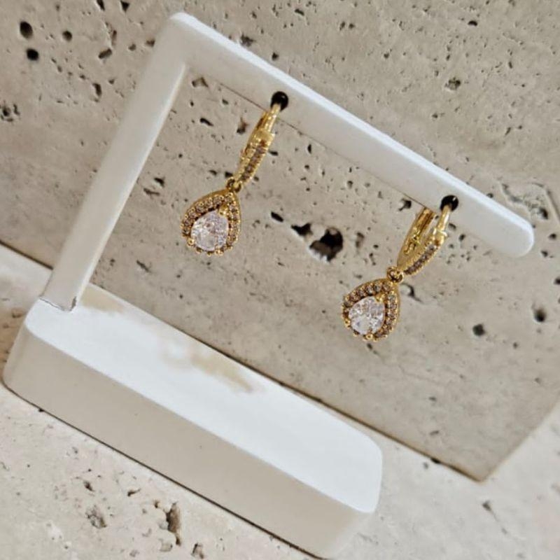 Brinco Argola Gota Cravejada