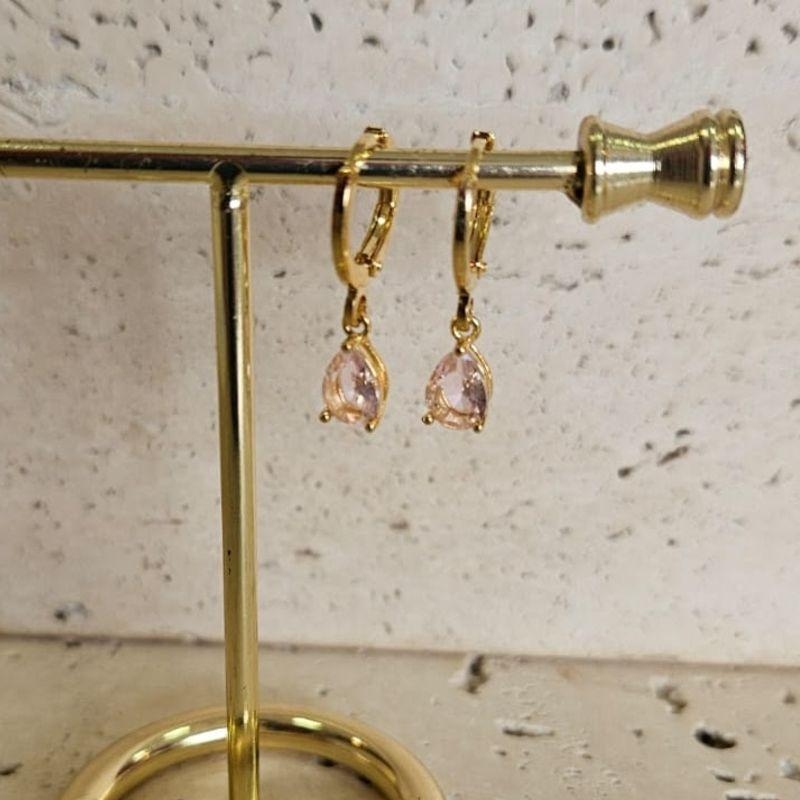 Brinco Argola Gota Rosa