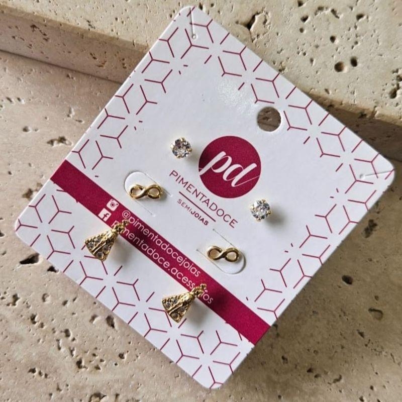 Brinco Trio Nossa Sra Cravejada