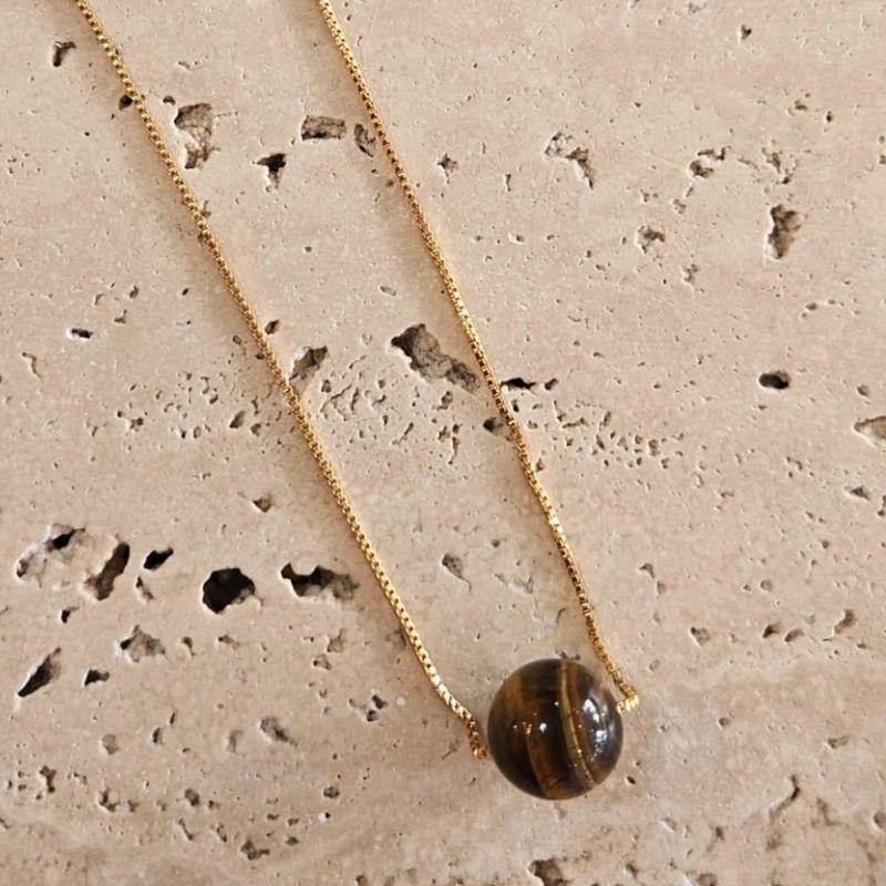 Colar Pedra Natural Olho de Tigre 60cm