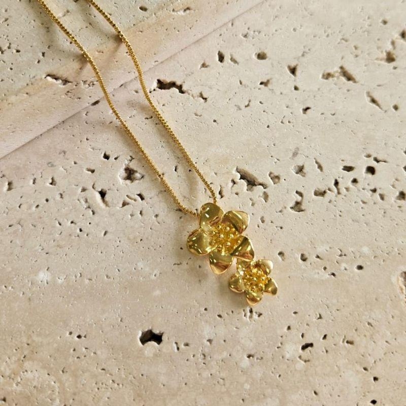 Gargantilha Flores Duplas 45cm