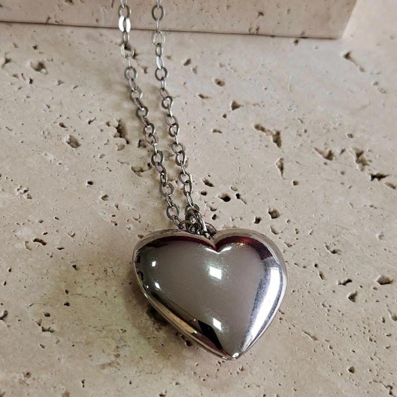 Gargantilha Cadeado com Maxi Coração 60cm