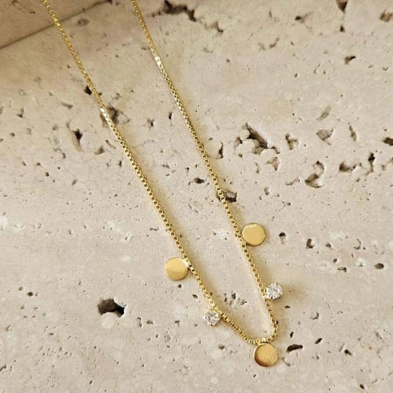 Gargantilha Circulos e Zirconias 40+5cm