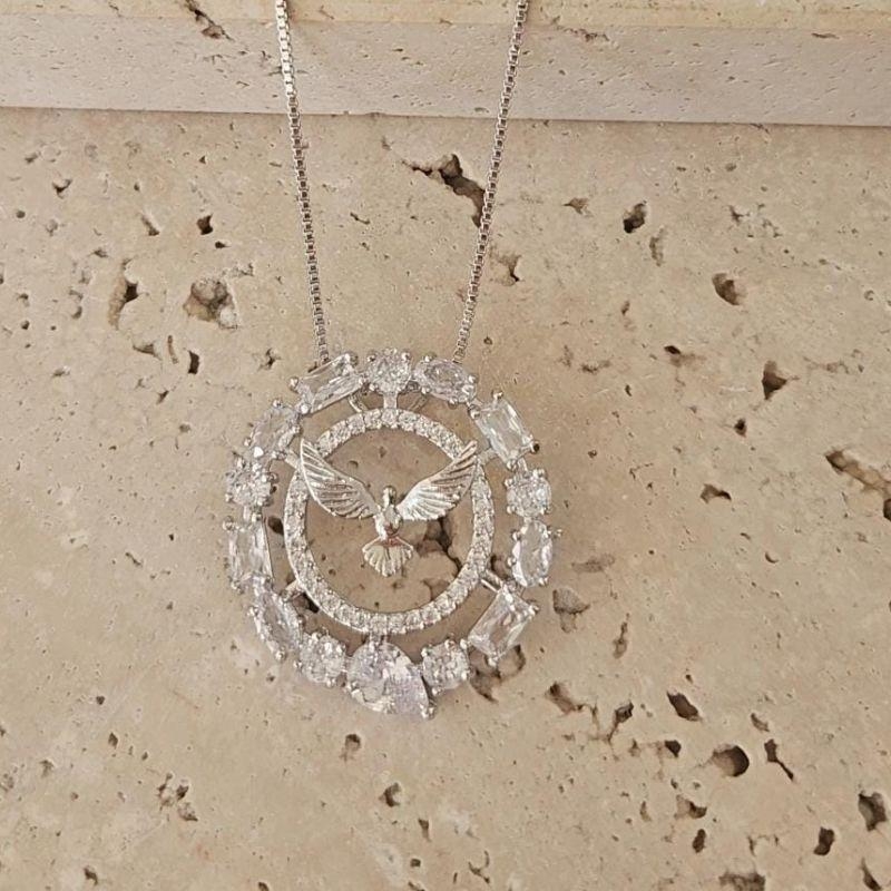 Gargantilha Mandala Espirito Santo Zirconias 45cm