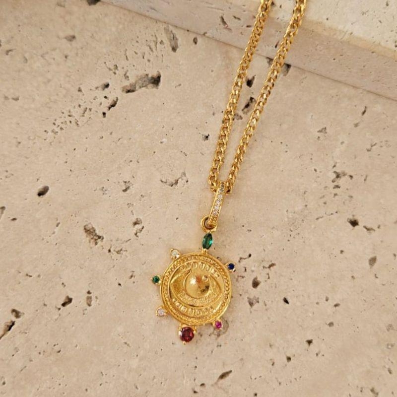 Gargantilha Olho Grego com Zircônias 45cm