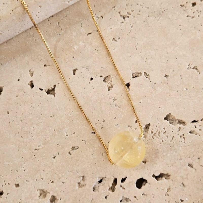 Gargantilha Pedra Natural Citrino 45cm