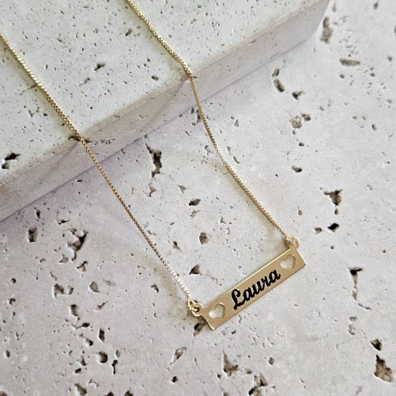 Gargantilha Placa com Nome Infantil 35cm