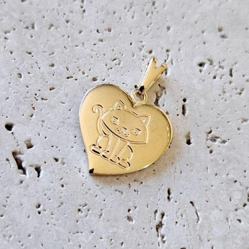 Pingente Gato no Coração (1,5x1,5cm)