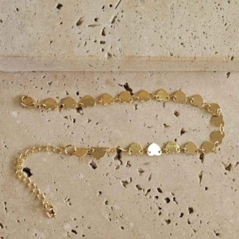 Pulseira Corações Chapinha 18cm