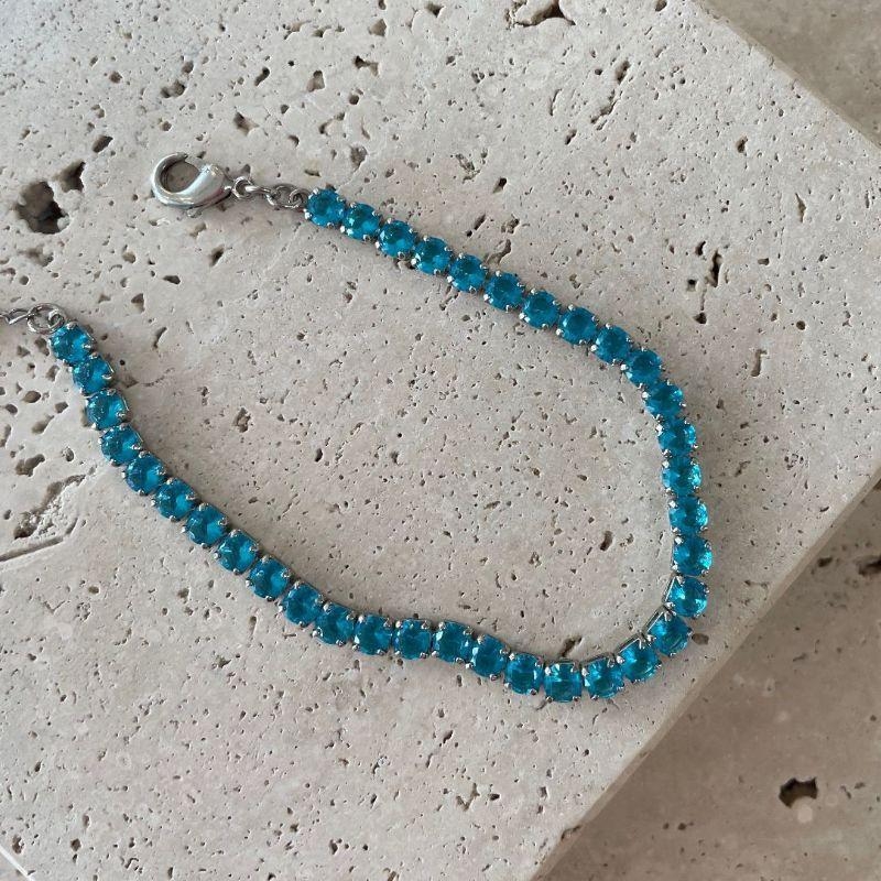 Pulseira Fio de Zirconia Azul 18cm