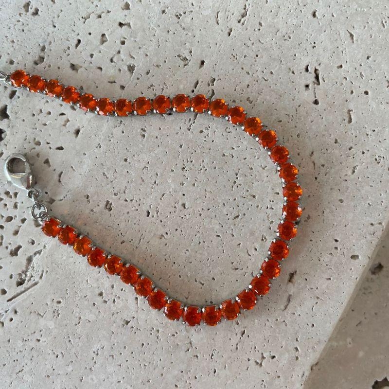 Pulseira Fio de Zirconia Laranja 18cm