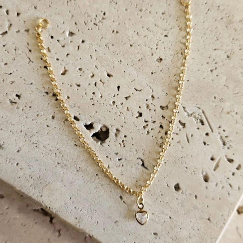 Pulseira Infantil Coração Pendurado 15cm