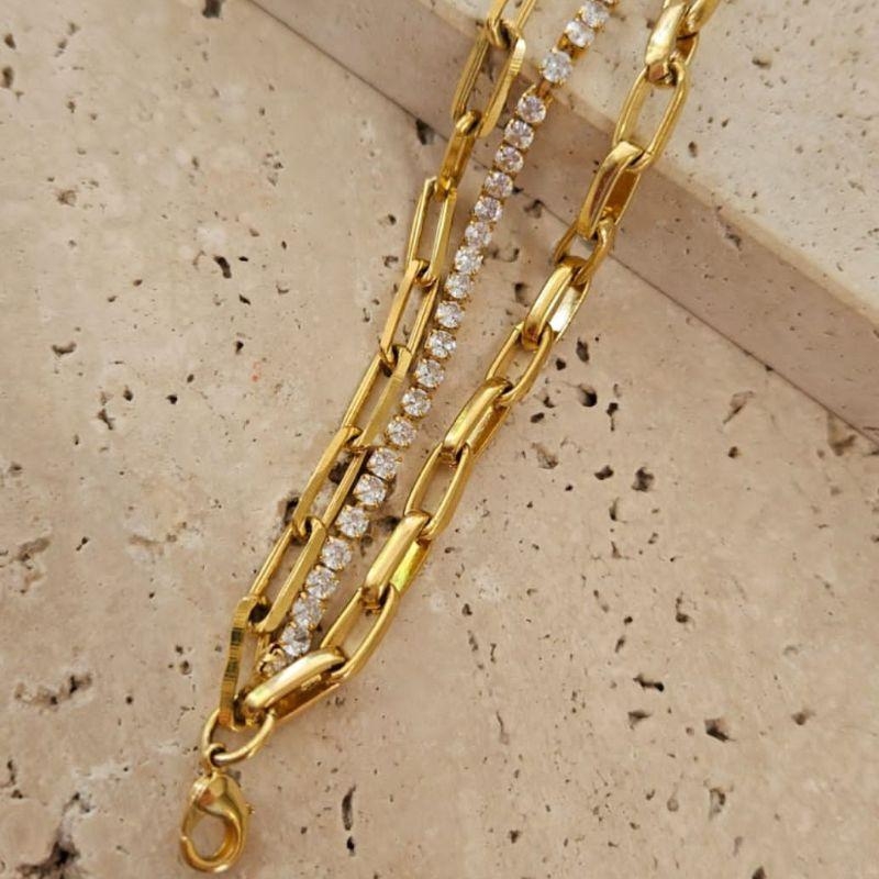 Pulseira Tripla Elos, Cartier, Zirconia