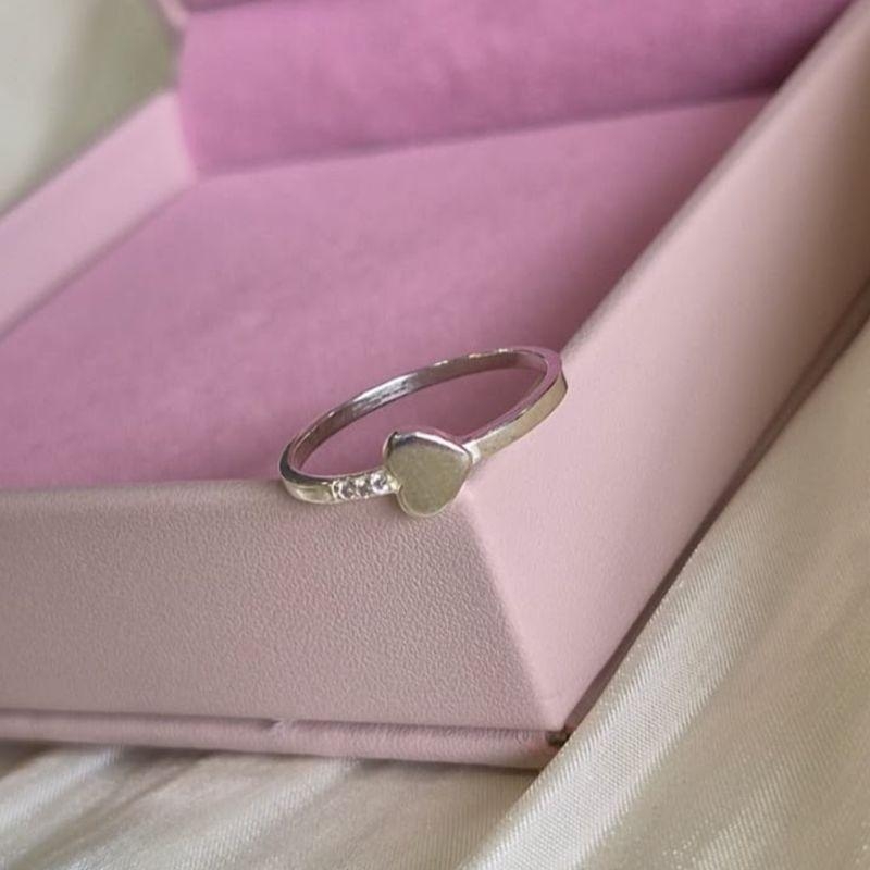 Anel Coração de Lado com 2 Zirconias N16