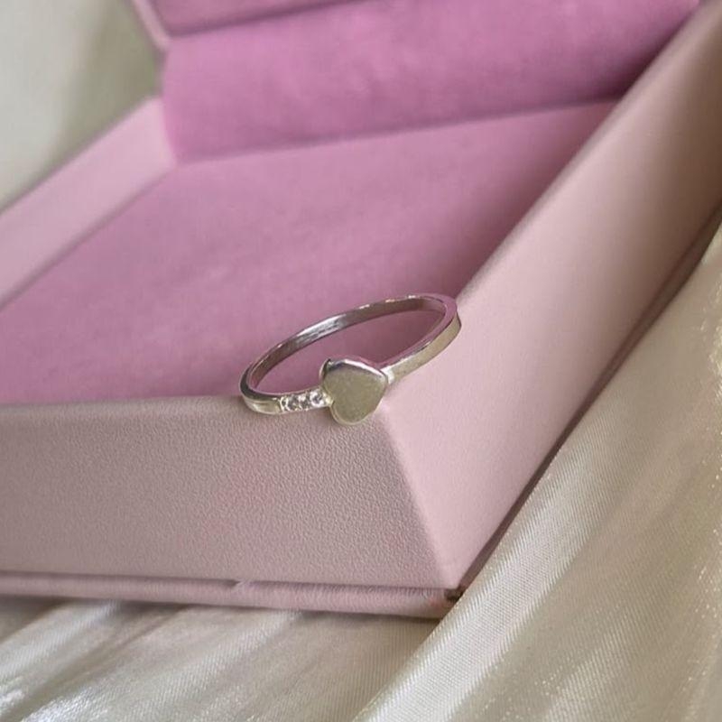 Anel Coração de Lado com 2 Zirconias N18