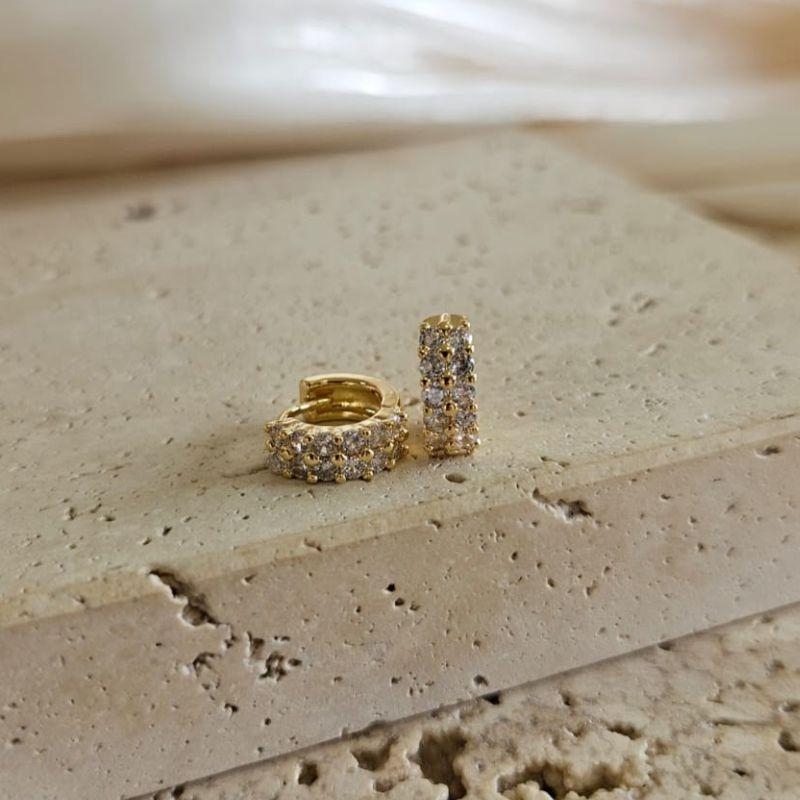 Brinco Argola 2 Fileiras Zirconia Peq