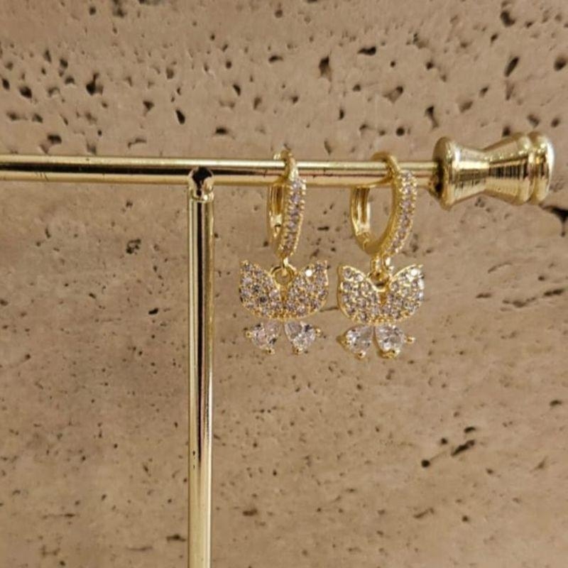 Brinco Argola Borboleta Cravejada