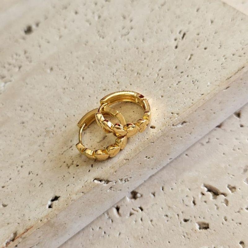 Brinco Argola Corações Cheio Gde